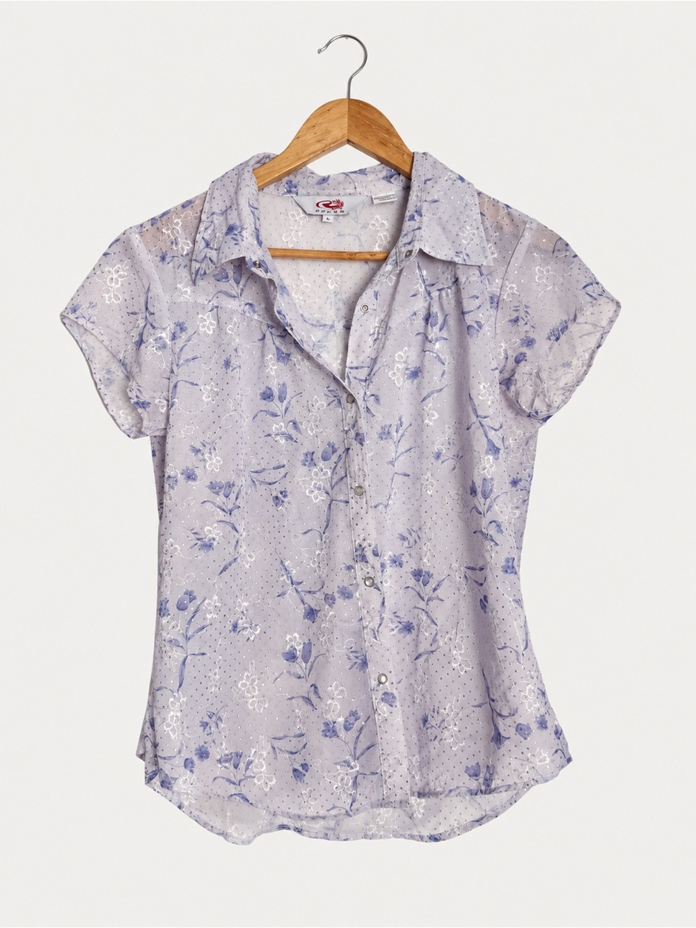 Roper Lavender Floral Western Snap Shirt M